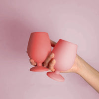Porter Green Silicone Wine Glasses - Flamingo + Lotus