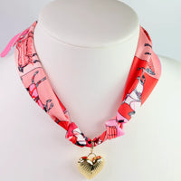 Lillie Scarf Charm Necklace PINK