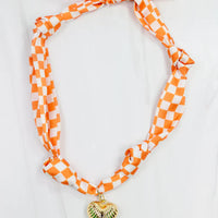 Serfina Scarf Charm Necklace Orange Check