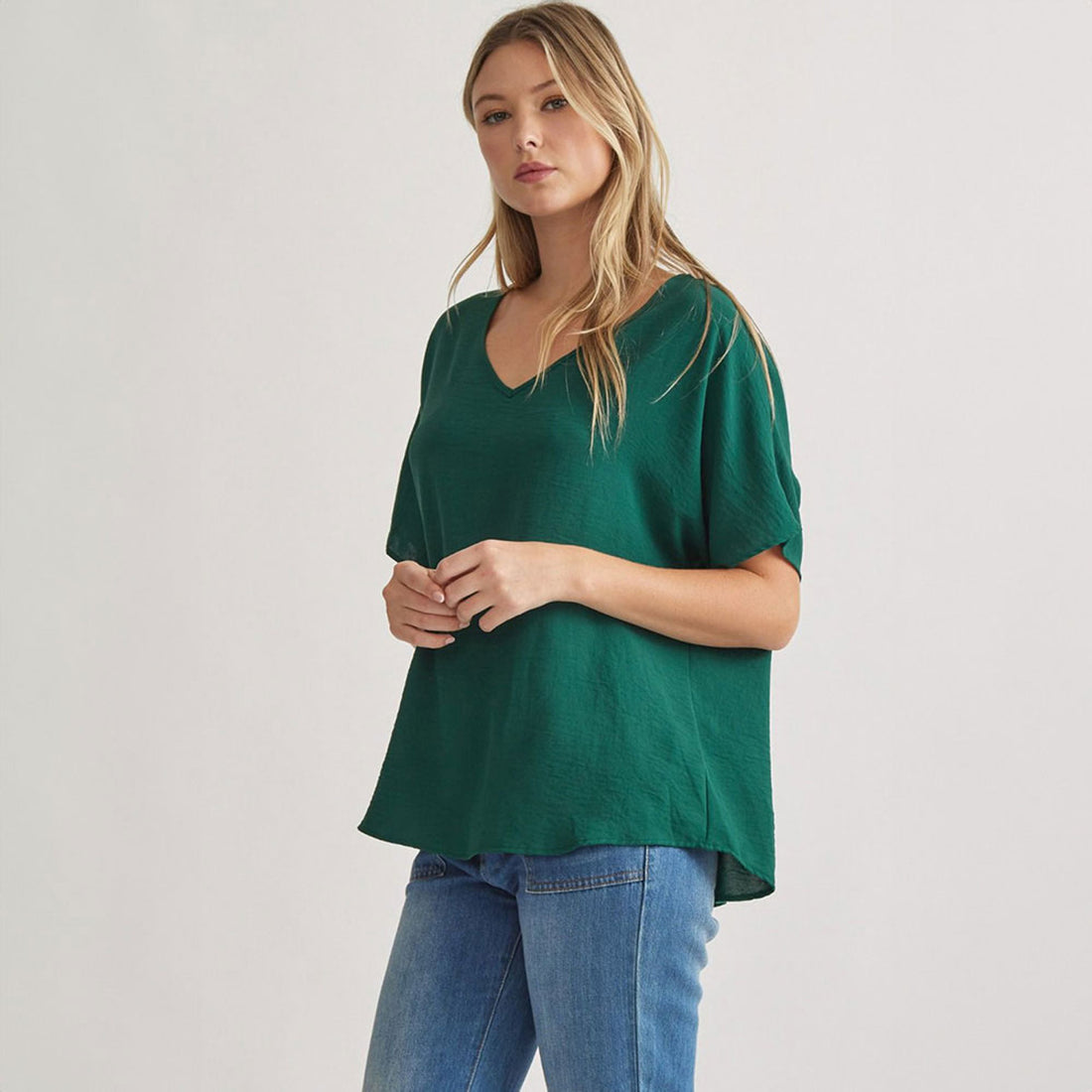 Semi Sheer Unlined Blouse - Hunter Green