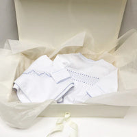Beaufort Bonnet Sweetly Smocked Blessing Blanket - Worth Ave White/Buckhead Blue/Park City Periwinkle