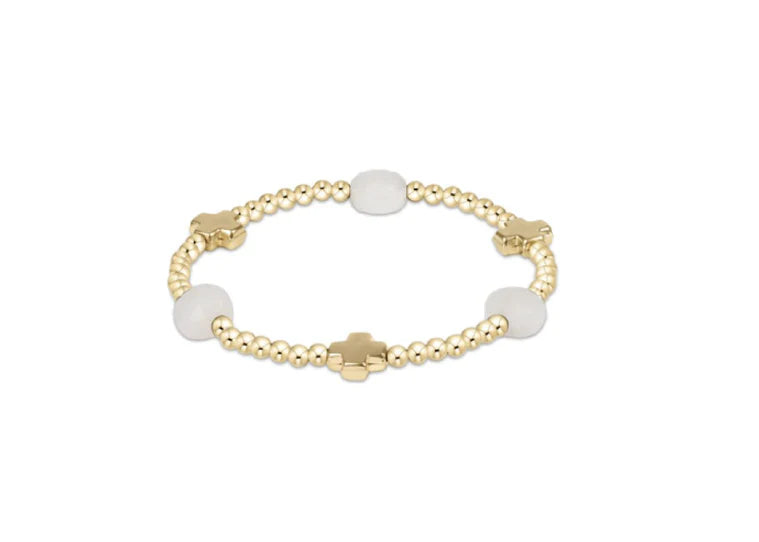 Enewton Signature Cross Admire Gold Pattern 3mm Bead Bracelet - Moonstone