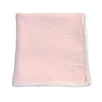 Swaddle Baby Blanket with PomPom Edge - Pink