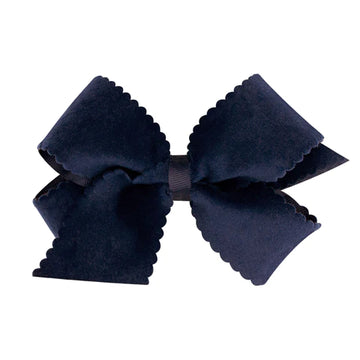 Wee Ones Medium Bow with Scallop Edge- Navy