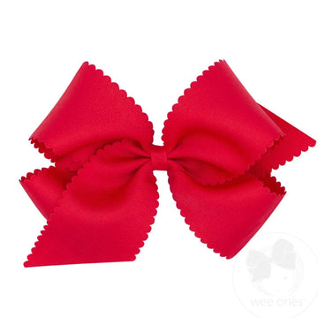 Wee Ones Medium Bow with Scallop Edge- Red