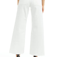 Tractr Alice High Rise Wide Leg Ankle Crop Jeans - White
