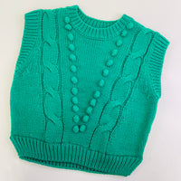 Mixed Media Cable Sweater Green