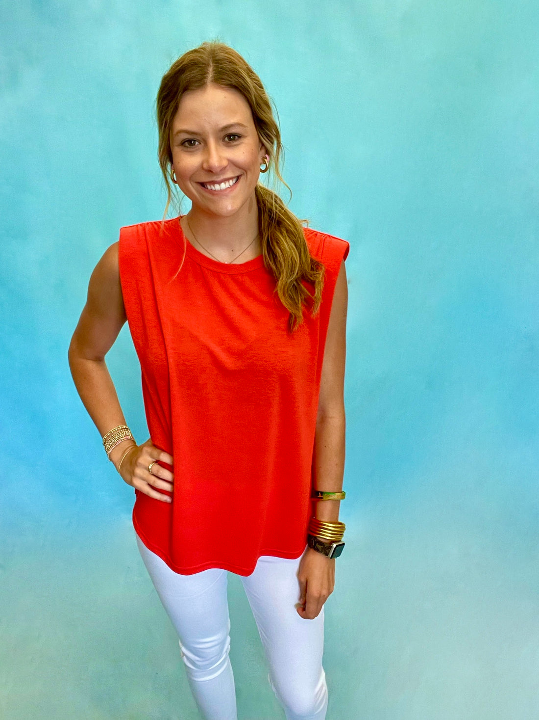 Jodifl Orange Sleeveless Top