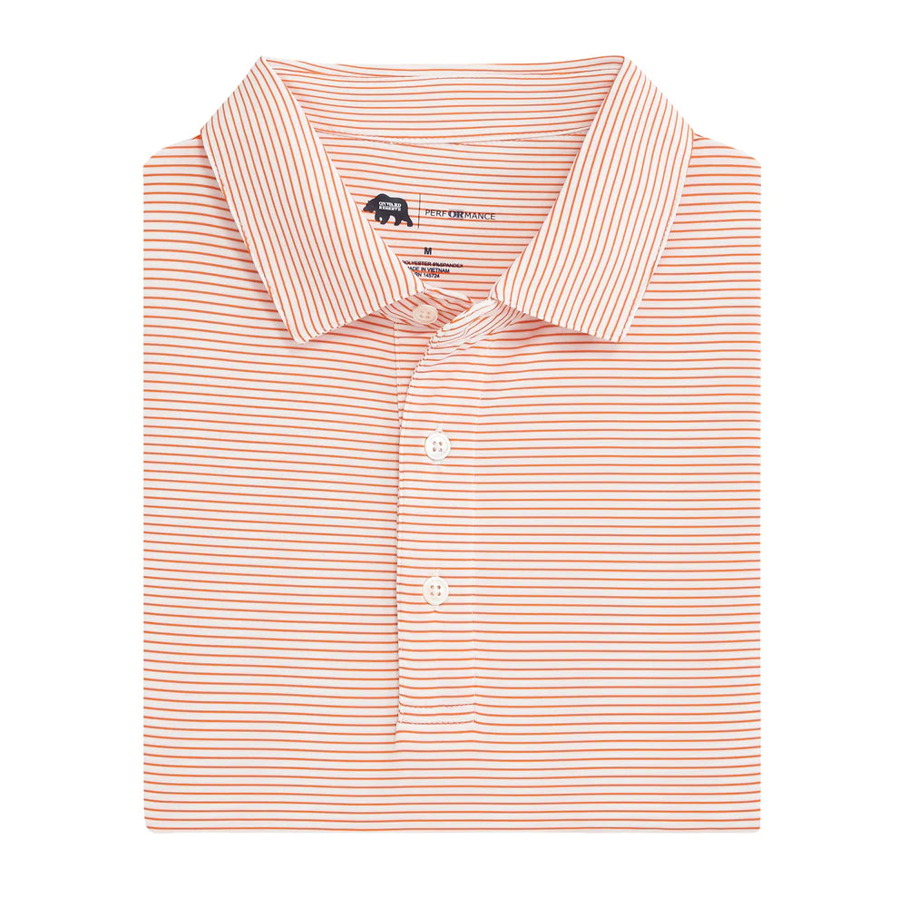 Onward Reserve Birdie Striped Performance Polo Orange/White