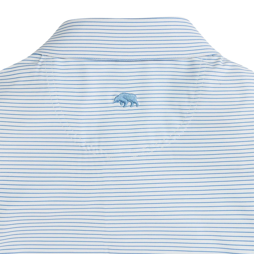 Onward Reserve Birdie Stripe Performance Polo- Lichen Blue