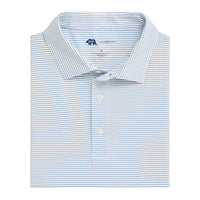 Onward Reserve Birdie Stripe Performance Polo- Lichen Blue