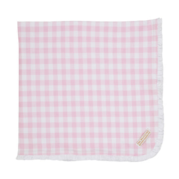 Beaufort Bonnet Baby Buggy Blanket- Palm Beach Pink Gingham With Worth Avenue White