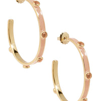 Enamel Hoop Earring with Crystals - Cream