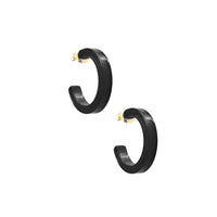 Small Resin Open Hoop Earrings - Bright Orange