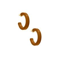 Small Resin Open Hoop Earrings - Bright Orange