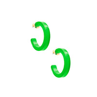 Small Resin Open Hoop Earrings - Bright Orange