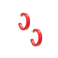 Small Resin Open Hoop Earrings - Bright Orange