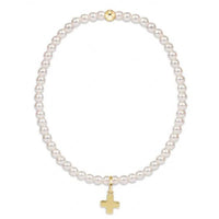 Enewton Classic Pearl 3mm Bead Bracelet - Signature Cross Gold Charm