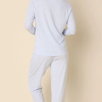 Essential Stripe Pima Knit Simple Set - Heavenly Blue