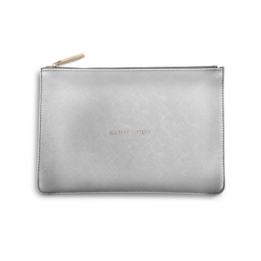 Katie Loxton Perfect Pouch Clutch Bag Metallic Silver All That Glitters