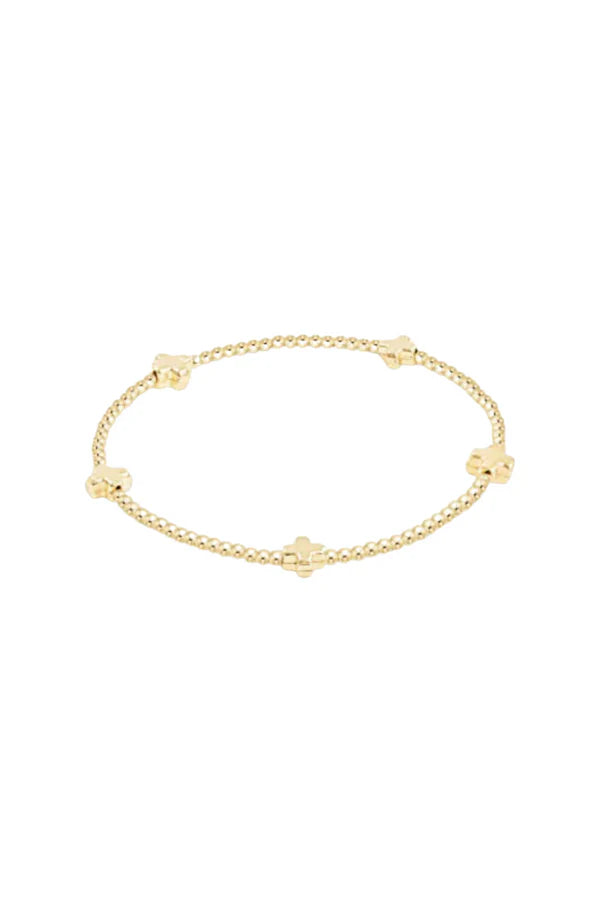 Enewton Egirl Signature Cross Small Gold Pattern 2mm Bead Bracelet - Gold