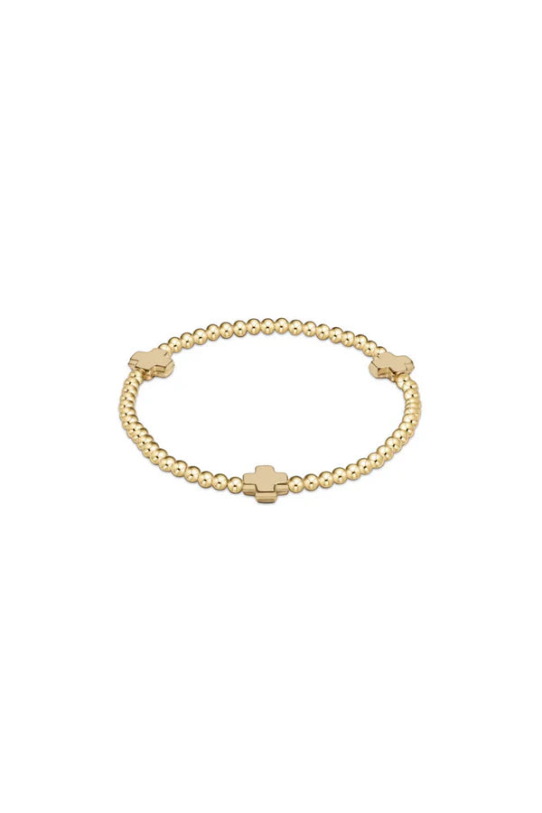 Enewton Egirl Signature Cross Gold Pattern 3mm Bead Bracelet - Gold