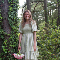 Gingham Striped Multi Tiered Maxi Dress
