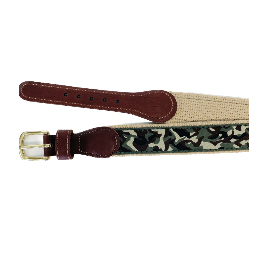 Camo Leather Tab Belt