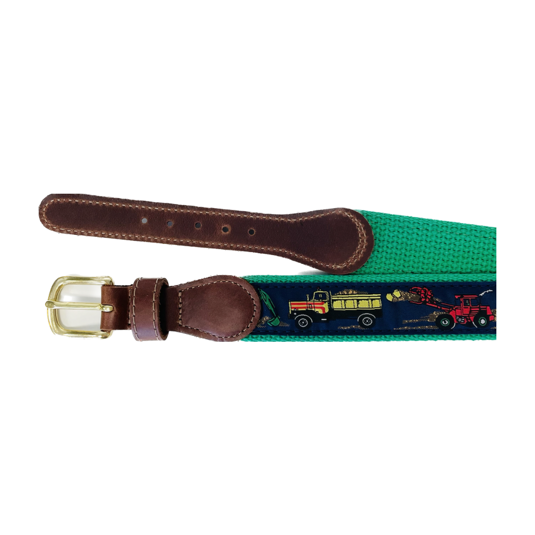 Construction Leather Tab Belt