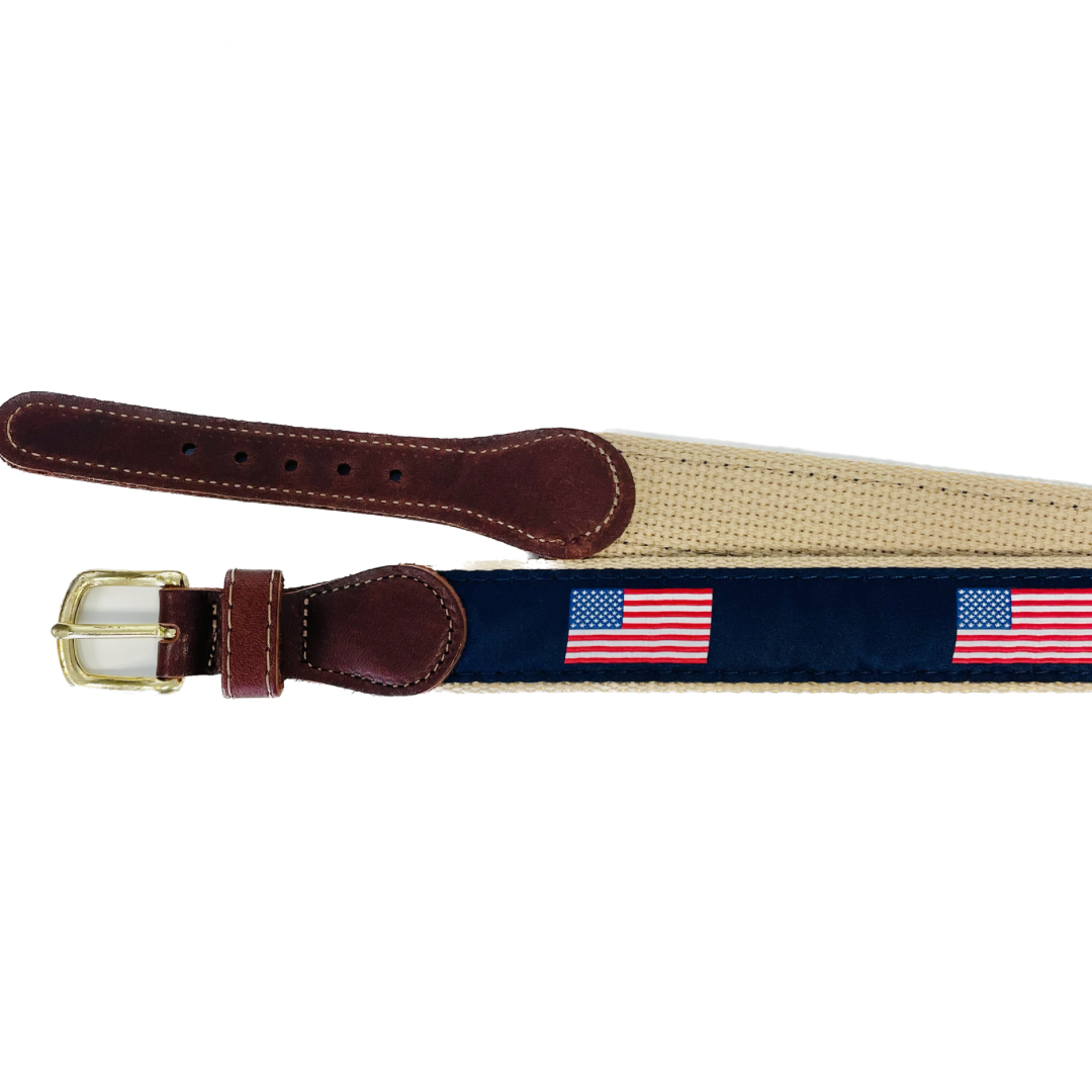 American Flag Leather Tab Belt
