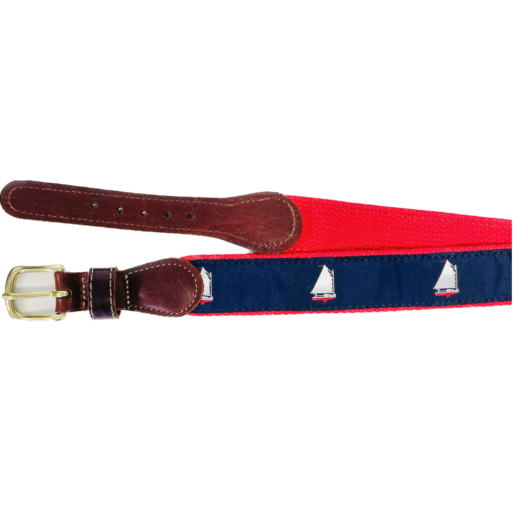 Sailboat Leather Tab Belt