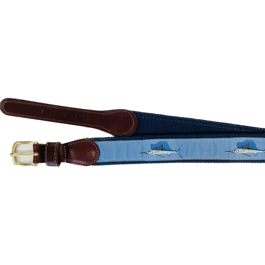 Sword Fish Leather Tab Belt