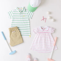 Beaufort Bonnet Prim and Proper Polo - Gibson Island Green Stripe
