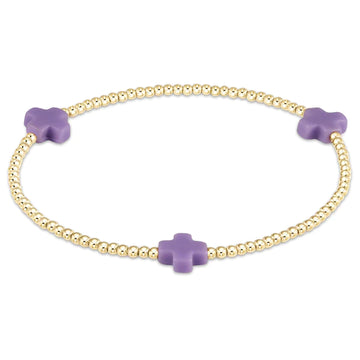 ENewton Signature Cross Gold Pattern 2mm Bead Bracelet - Purple