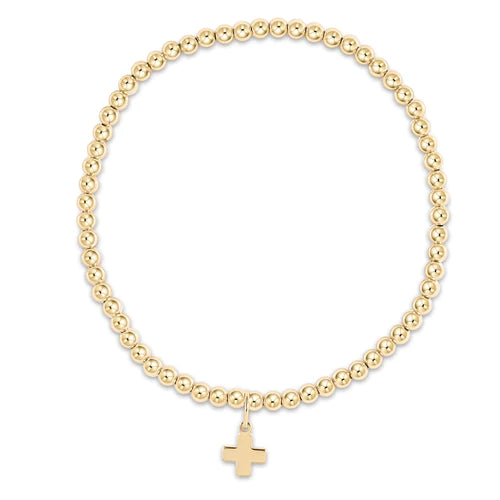 Enewton Egirl Classic Gold 2mm Bead Bracelet - Signature Cross Gold Charm