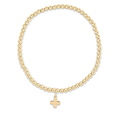 ENewton Egirl Classic Gold 3mm Bead Bracelet Signature Cross Gold Charm