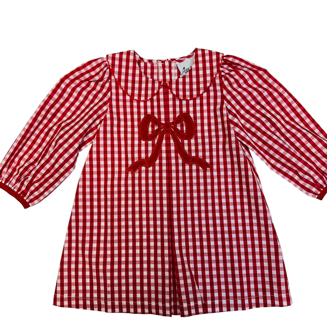 Delaney Girls Red White Check A Line Dress with Red Front Pleat Dress