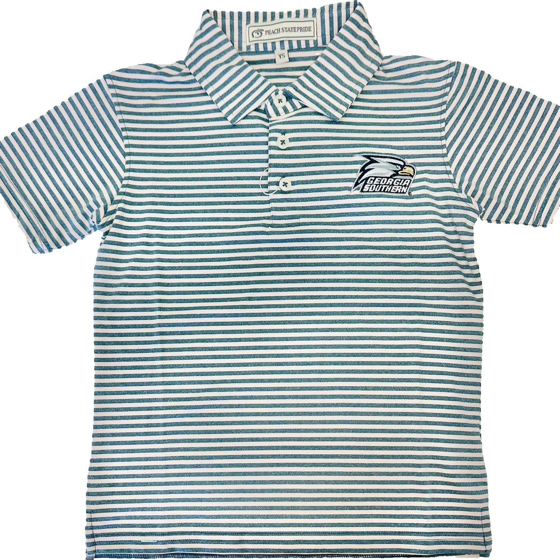 Peach State Pride Youth Georgia Southern Heathered Classic Performance Polo Navy & White