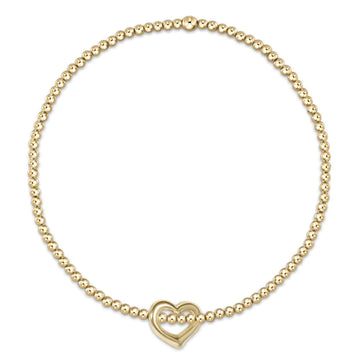 ENewton Egirl Classic Gold 2mm Bead Bracelet -Love Small Charm