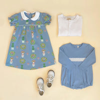 Beaufort Bonnet Long Sleeve Bradford Bubble - Barrington Blue/Worth Ave White/Old Greenwich Green