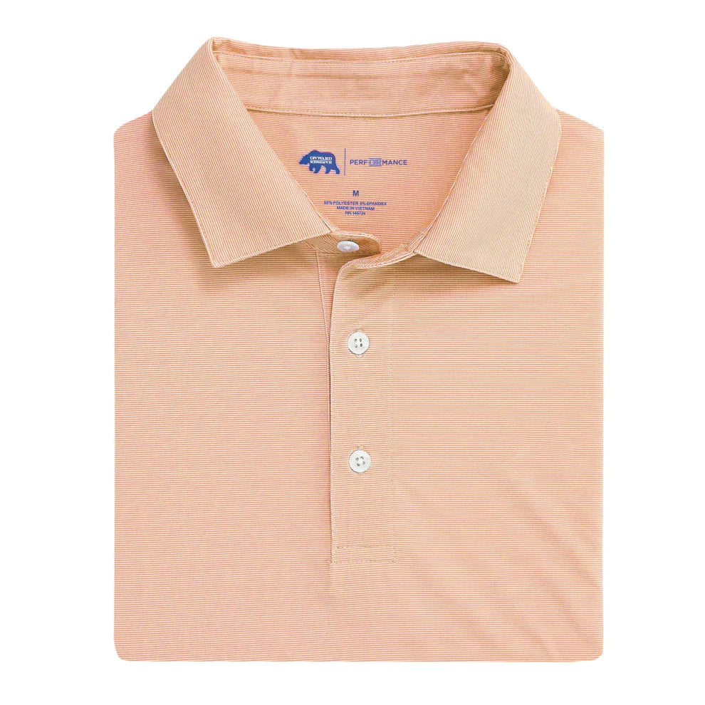 Onward Reserve Hairline Stripe Performance Polo- Orange