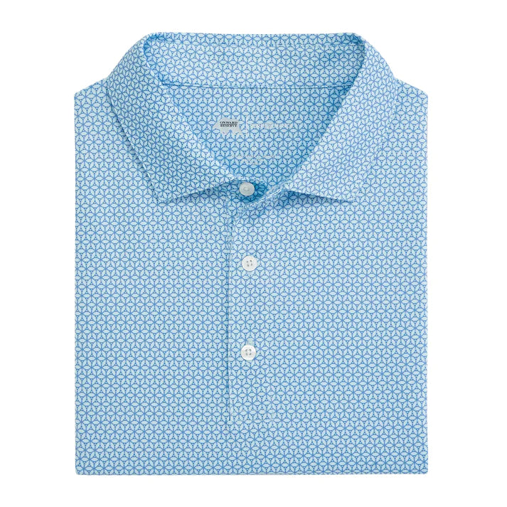 Onward Reserve Out Of The Office Printed Performance Polo- Delicate Blue