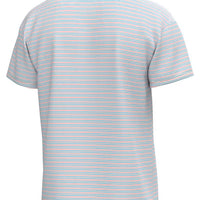 Southern Point Youth Bayside Stripe Performance Polo - Bayside Stripe White/Hawaiian Blue