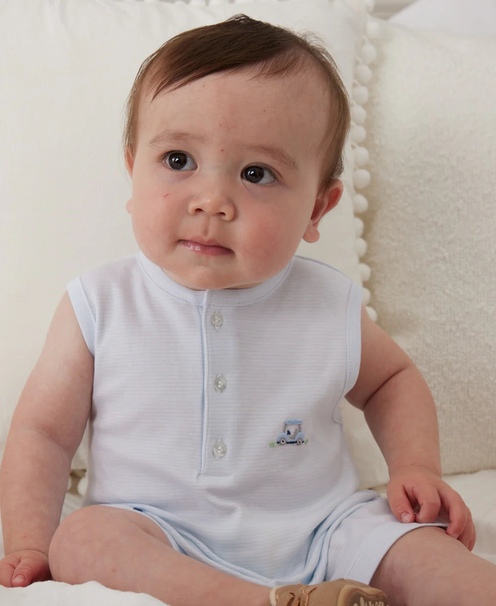 Kissy Kissy Light Blue Stripe Premier Golf Sleeveless Playsuit