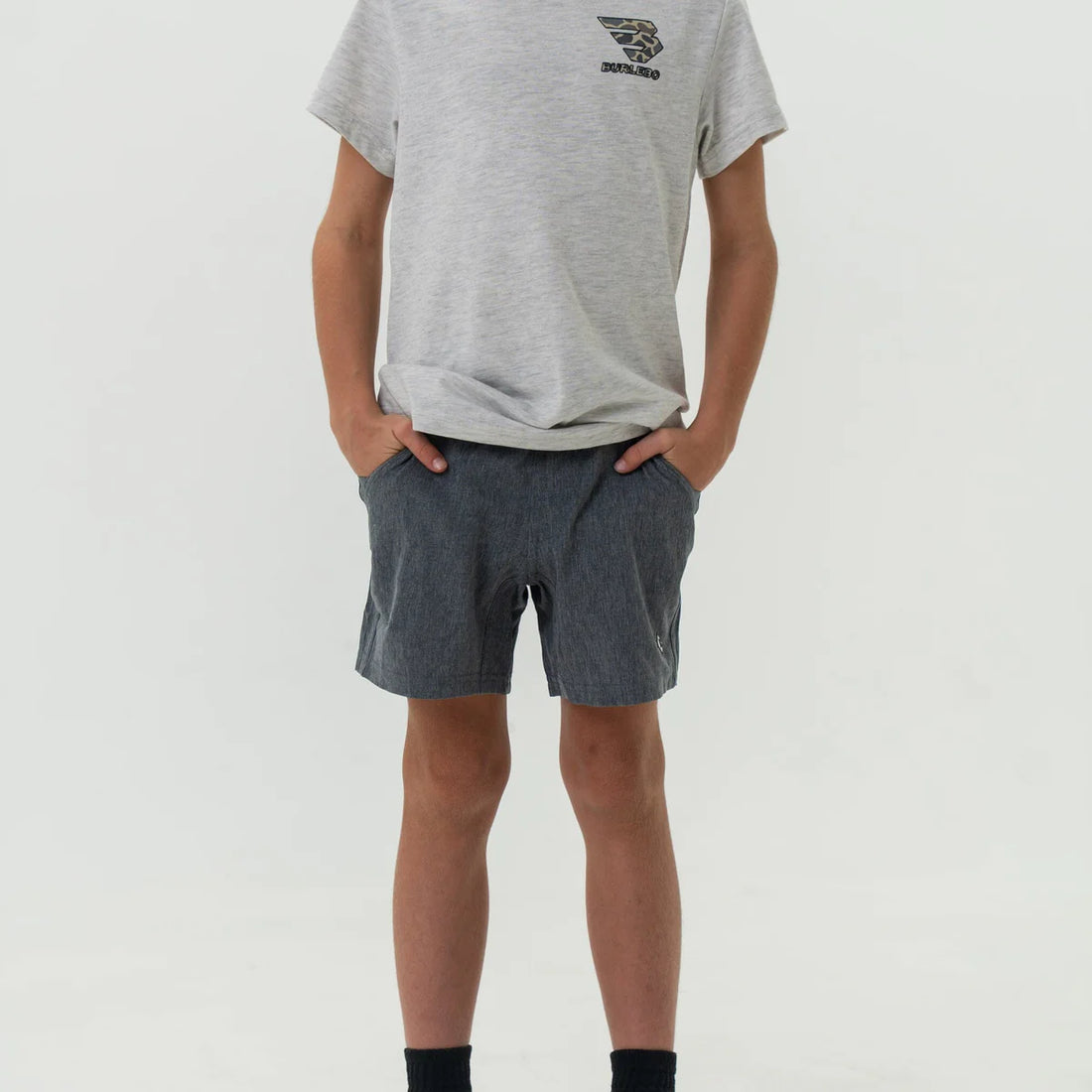 Burlebo Youth Athletic Short - Grizzly Grey/Deer Camo Liner