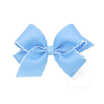 Wee Ones Medium Moonstitch Bow- Blue with White