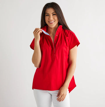 Caryn Lawn Emily Top Red O/S