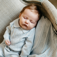 Baby Boy Cable Knit Two Piece with Hat - Blue