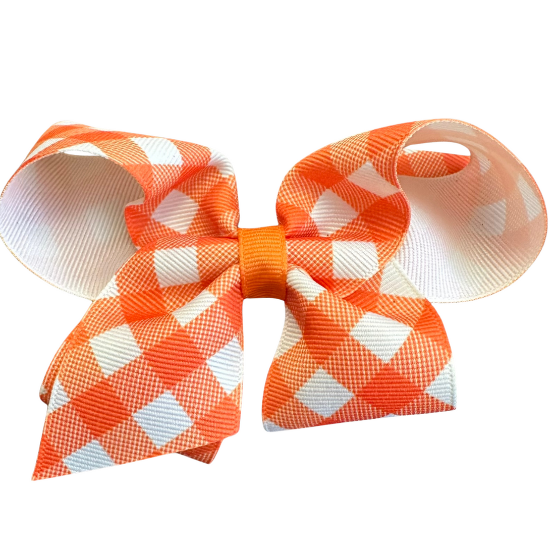 Wee Ones Medium Gingham Print Bow- Orange
