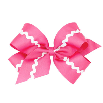 Wee Ones King Ric Rac Bow- Hot Pink